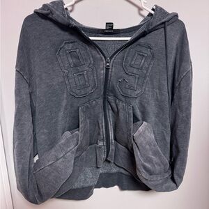 Forever 21 Heather Gray Zip-Up Hoodie